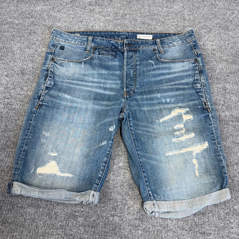 G-Star Raw Short Men 38 (FIT 40) Blue Denim Cotton D-Staq 3D Straight Distressed